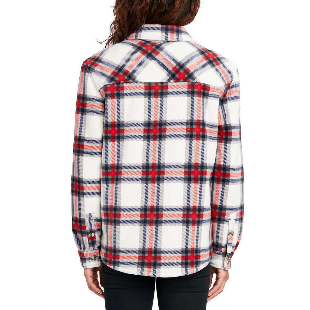 SAGE Women Plaid Super Plush Sherpa Lined Fleece Shirt Jacket with Pockets - Picture 2 of 9